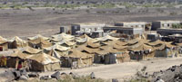 UNHCRs Kharaz camp houses more than 9,000 refugees who live in tents, and brick cement shelters.