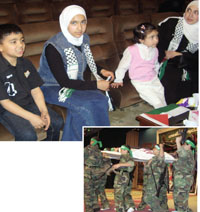 (from left to right)  Mohammed Iz al-deen al-sheikh Khleal is fond of the martyrs sight, Hiba; his sister, is proud of being a martyrs daughter.