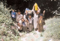Children are forced to leave school and walk for miles everyday to in search of water.