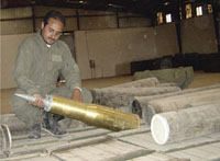 A tanks shell taken out of its casing.