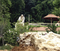 Jeita grotto is considered the essence of Lebanese tourism. The Man of Time appears amid near Jeita grottos lower galleries. Yemen Times photo by Fatima Al-Ajel.