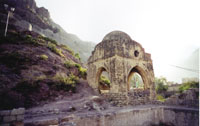 Shebzi Grave, a Jewish religious site in Taiz city, where Jews visit from all around the world. The star of David near the top of the dome had been vandalized, yet the shape could still be distinguished.