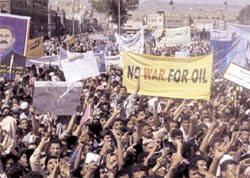 Angry protestors near Al-Tahreer square, Sanaa