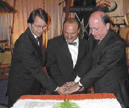 From right to left, Lebanese ambassador, Chairman of association, and GM of Sheraton Sanaa Hotel.