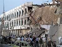 A suicide attacker set off a truck bomb on August 19, outside a Baghdad, Iraq,  hotel housing the U.N. headquarters, U.S. officials said. At least 20 U.N. workers and Iraqis were killed, including Brazilian Sergio Vieira de  ello, the chief U.N. official in Iraq.   REUTERS