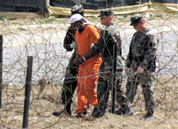A scene from Guantanamo Bay prison, where dozens of Yemenis are being held for holding terrorist views propogated by Osama bin Laden. The U.S. is linking cleric Sheikh Abdulmajeed al-Zindani to bin Laden, but the Yemeni is denying the charges. (Reuters file photo)