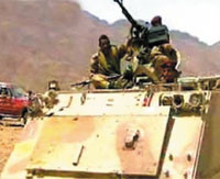 Military tanks in attack positions in Saadah.