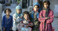 A group of Afghan children that work regularly on the streets in Kabul, the capital of Afghanistan (Yemen Times Photo by Peter Willems)