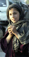 An Afghan girl working on the streets in Kabul, Afghanistans capital (Yemen Times Photo by Peter Willems)