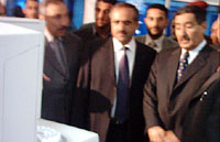 Al-Shura Council Chairman Abdulaziz Abdulghani (R) and Secretary General of the Capital Ahmad Al-Kuhlani viewing the facilities  in one of the diagnostic units.