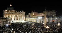 Pilgrims crowd Saint Peters Square after hearing the news that Pope John Paul II had died at the Vatican, April 2. Pope John Paul II, the Pole who headed the Roman Catholic Church for 26 years and played a key role in the fall of communism in Europe, died on Saturday evening, the Vatican announced. He was 84. REUTERS
