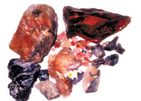 A bunch of colorful raw agate prior to cutting and polishing