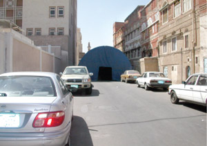 A huge wedding tent blocking one of the streets in Sanaa.